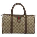 GUCCI GG Supreme Web Sherry Line Boston Bag PVC Beige Gold 39 02 007 Auth 181103-13