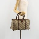 GUCCI GG Supreme Web Sherry Line Boston Bag PVC Beige Gold 39 02 007 Auth 181103-23