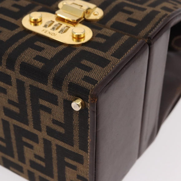 FENDI Zucca Canvas Hand Bag 2way Black Brown Auth 181104