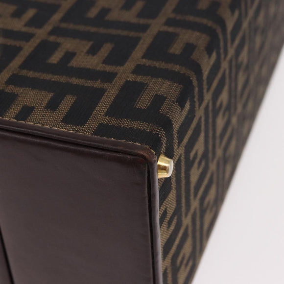 FENDI Zucca Canvas Hand Bag 2way Black Brown Auth 181104