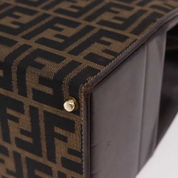 FENDI Zucca Canvas Hand Bag 2way Black Brown Auth 181104