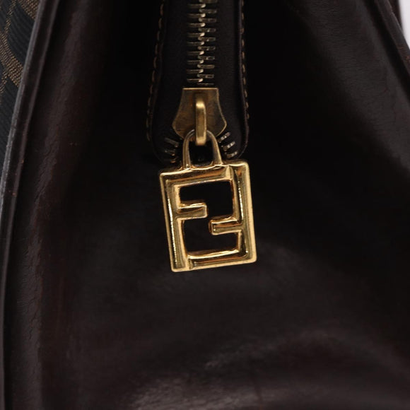 FENDI Zucca Canvas Hand Bag 2way Black Brown Auth 181104