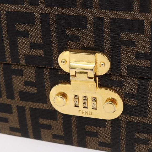 FENDI Zucca Canvas Hand Bag 2way Black Brown Auth 181104