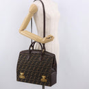 FENDI Zucca Canvas Hand Bag 2way Black Brown Auth 181104-32