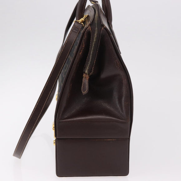 FENDI Zucca Canvas Hand Bag 2way Black Brown Auth 181104