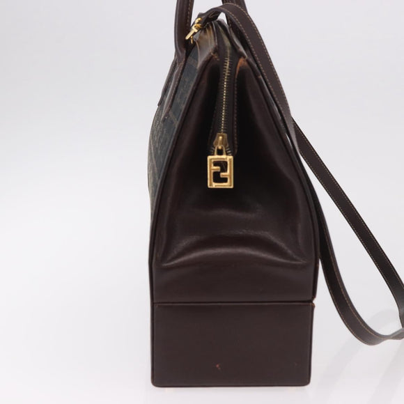 FENDI Zucca Canvas Hand Bag 2way Black Brown Auth 181104