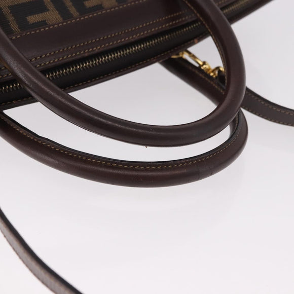 FENDI Zucca Canvas Hand Bag 2way Black Brown Auth 181104