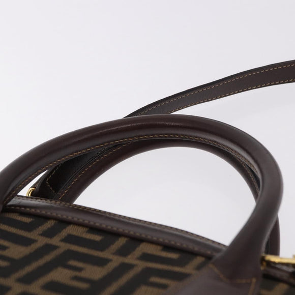 FENDI Zucca Canvas Hand Bag 2way Black Brown Auth 181104