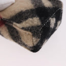 BURBERRY Nova Check Pouch Wolle Beige Silber Auth 181105-10