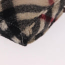 BURBERRY Nova Check Pouch Wolle Beige Silber Auth 181105-11