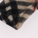 BURBERRY Nova Check Pouch Wolle Beige Silber Auth 181105-13
