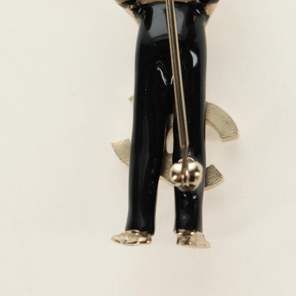 CHANEL Mademoiselle Doll Brooch metal Gold CC Auth 181111V