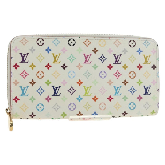 LOUIS VUITTON Monogram Multicolor Zippy Wallet White M60241 LV Auth 181112V