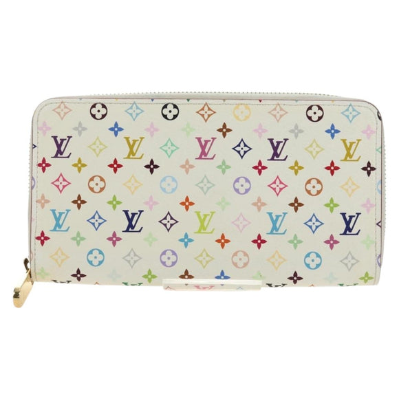 LOUIS VUITTON Monogram Multicolor Zippy Wallet White M60241 LV Auth 181112V
