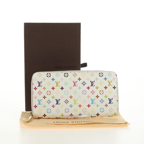 LOUIS VUITTON Monogram Multicolor Zippy Wallet White M60241 LV Auth 181112V