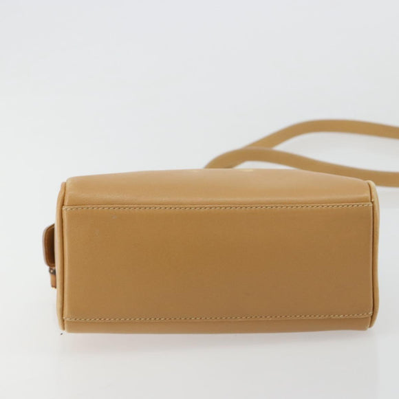 GUCCI Bamboo Hand Bag Leather 2way Beige Gold Auth 181116