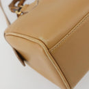 GUCCI Bamboo Hand Bag Leather 2way Beige Gold Auth 181116-15