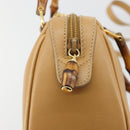 GUCCI Bamboo Hand Bag Leather 2way Beige Gold Auth 181116-16