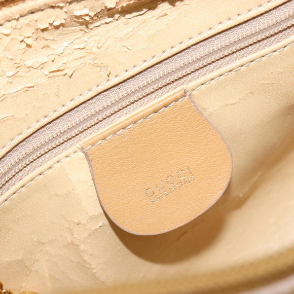 GUCCI Bamboo Hand Bag Leather 2way Beige Gold Auth 181116