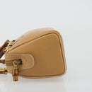 GUCCI Bamboo Hand Bag Leather 2way Beige Gold Auth 181116-5