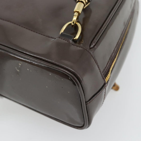 GUCCI Bamboo Body Bag Patent leather Brown Gold 003 3444 0127 Auth 181117