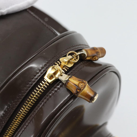 GUCCI Bamboo Body Bag Patent leather Brown Gold 003 3444 0127 Auth 181117