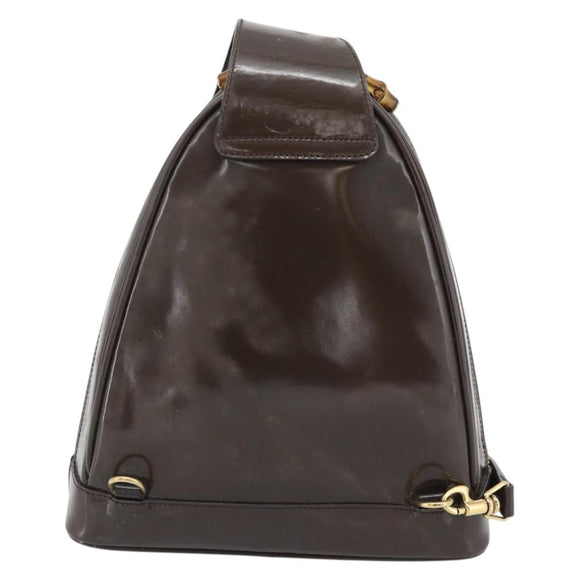 GUCCI Bamboo Body Bag Patent leather Brown Gold 003 3444 0127 Auth 181117