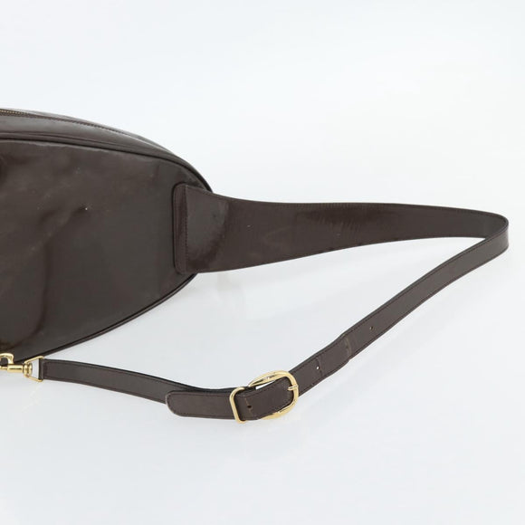 GUCCI Bamboo Body Bag Patent leather Brown Gold 003 3444 0127 Auth 181117