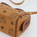 MCM Vicetos Logogram Mini Boston Bag PVC Leather 2way Brown Gold Auth 181122-10