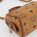 MCM Vicetos Logogram Mini Boston Bag PVC Leather 2way Brown Gold Auth 181122-15