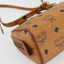 MCM Vicetos Logogram Mini Boston Bag PVC Leather 2way Brown Gold Auth 181122-17