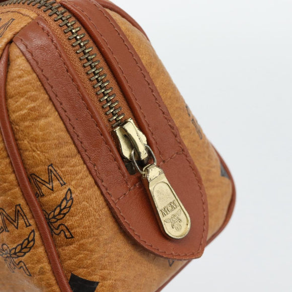MCM Vicetos Logogram Mini Boston Bag PVC Leather 2way Brown Gold Auth 181122