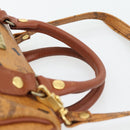 MCM Vicetos Logogram Mini Boston Bag PVC Leather 2way Brown Gold Auth 181122-8