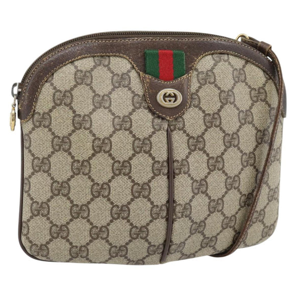 GUCCI GG Supreme Web Sherry Line Bag PVC Beige Gold 904 02 047 Auth 181123