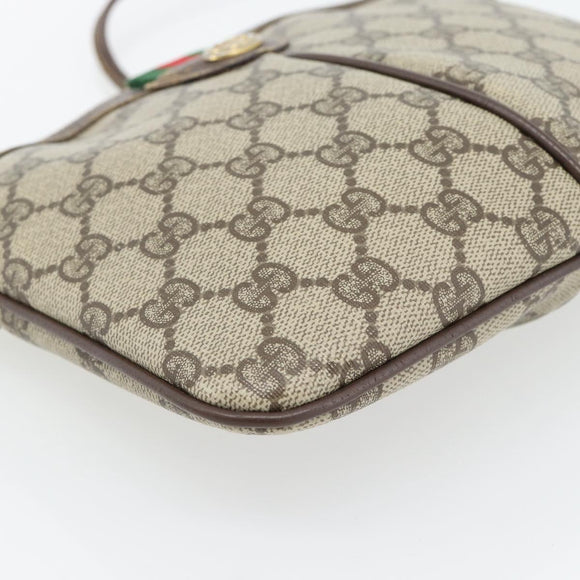 GUCCI GG Supreme Web Sherry Line Bag PVC Beige Gold 904 02 047 Auth 181123