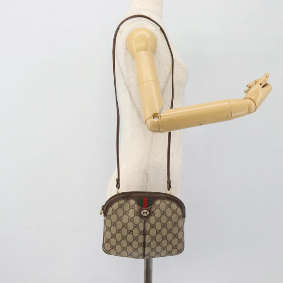 GUCCI GG Supreme Web Sherry Line Bag PVC Beige Gold 904 02 047 Auth 181123