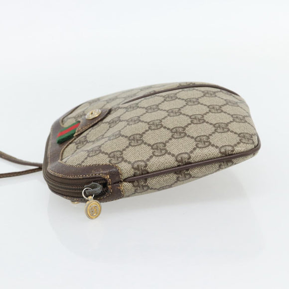 GUCCI GG Supreme Web Sherry Line Bag PVC Beige Gold 904 02 047 Auth 181123