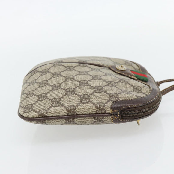 GUCCI GG Supreme Web Sherry Line Bag PVC Beige Gold 904 02 047 Auth 181123