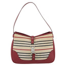 BURBERRY Blue Label Shoulder Bag Canvas Beige Silver Auth 181126-13