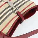 BURBERRY Blue Label Shoulder Bag Canvas Beige Silver Auth 181126-6