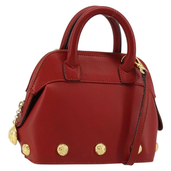 Salvatore Ferragamo Hand Bag Leather 2way Gold Red Auth 181127A