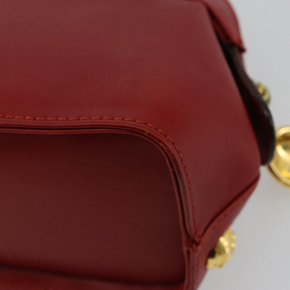 Salvatore Ferragamo Hand Bag Leather 2way Gold Red Auth 181127A