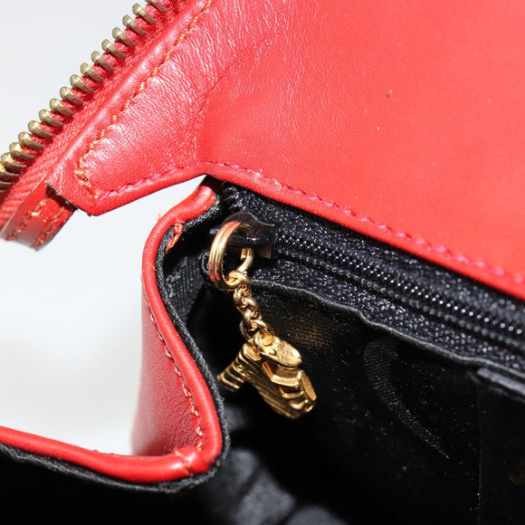 Salvatore Ferragamo Hand Bag Leather 2way Gold Red Auth 181127A