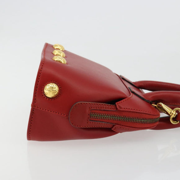 Salvatore Ferragamo Hand Bag Leather 2way Gold Red Auth 181127A