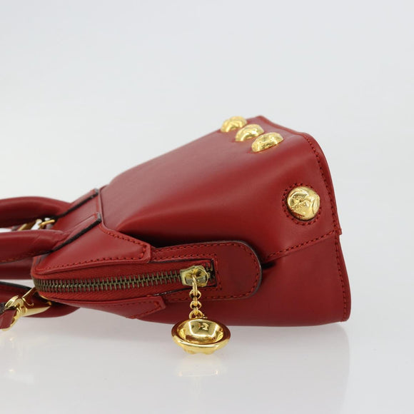 Salvatore Ferragamo Hand Bag Leather 2way Gold Red Auth 181127A