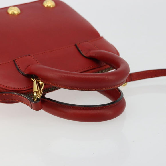 Salvatore Ferragamo Hand Bag Leather 2way Gold Red Auth 181127A