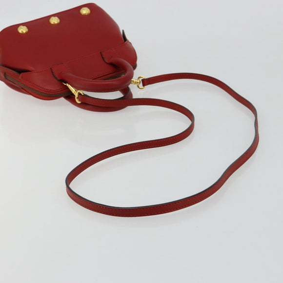 Salvatore Ferragamo Hand Bag Leather 2way Gold Red Auth 181127A