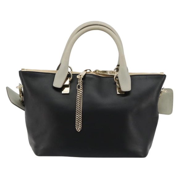 Chloe Bailey Hand Bag Leather 2way Black Gold Auth 181128A