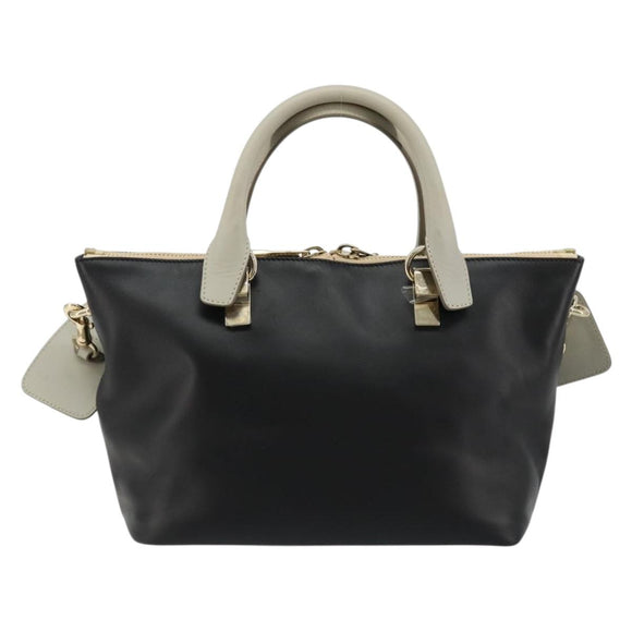 Chloe Bailey Hand Bag Leather 2way Black Gold Auth 181128A
