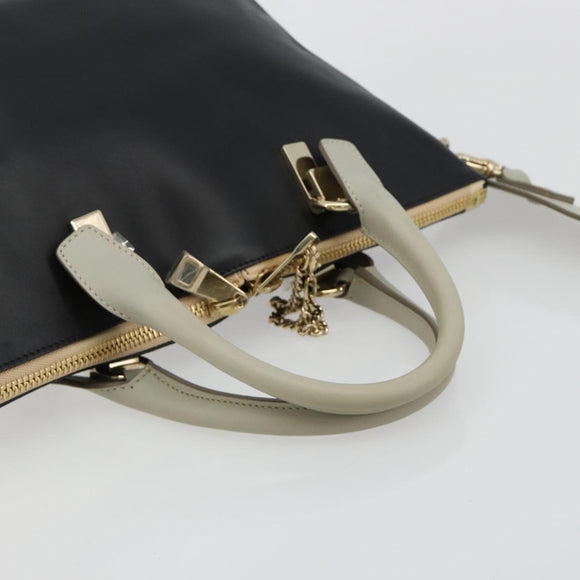 Chloe Bailey Hand Bag Leather 2way Black Gold Auth 181128A